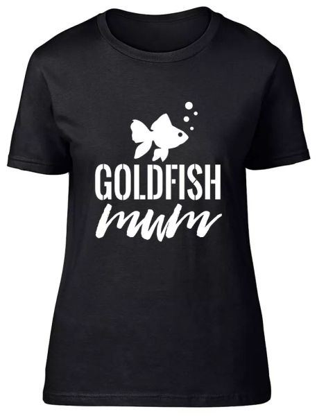 

goldfish mum fitted womens ladies t shirt, White;black
