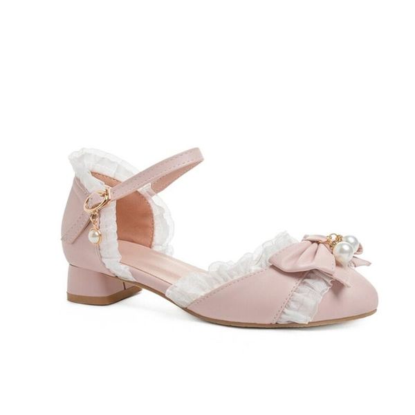 

dress shoes 2021 spring summer 2.5cm low heels round toe bowknow performing little ggirl princess woman, Black