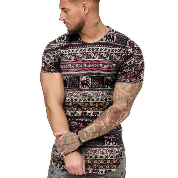 

Men's T-Shirts Fashion T Shirt Men Summer Slim Fit tshirt male African Print O-Neck Short Tops tee H7S8, White;black