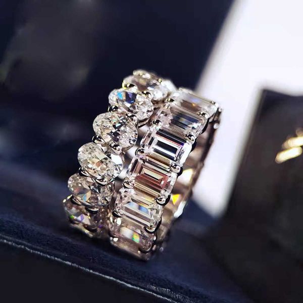 Estilo quente anel de noivado clássico mulher de mulher coração oval oval aaa zircon brilho s925 puro prata banhado a jóias da marca de platina 2022