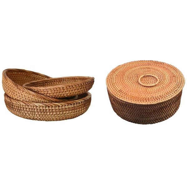 

fruit box basket rattan storage tissue (color b) & woven round dim sum baskets