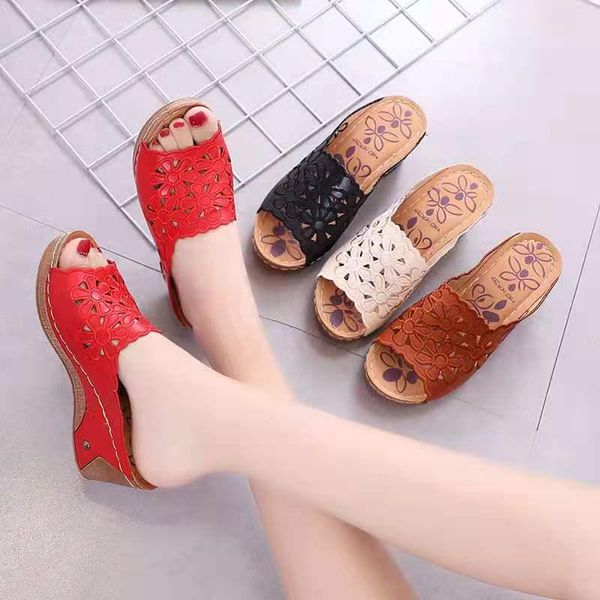 

sandals 2021 women's summer fashion platform flats female casual shoes slip on wedge heel ladies chaussures femme, Black