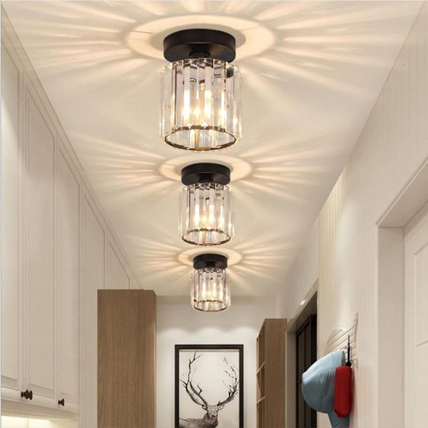 

ceiling lights led crystal lampshade balck gold plafonnier living room bedroom modern round square decorative lamp e2