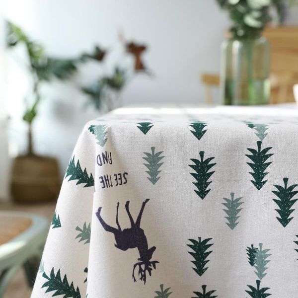 

table cloth korean style tree reindeer printed tablecloth christmas theme cartoon dinning cover toalha de mesa manteles nappe zb-91