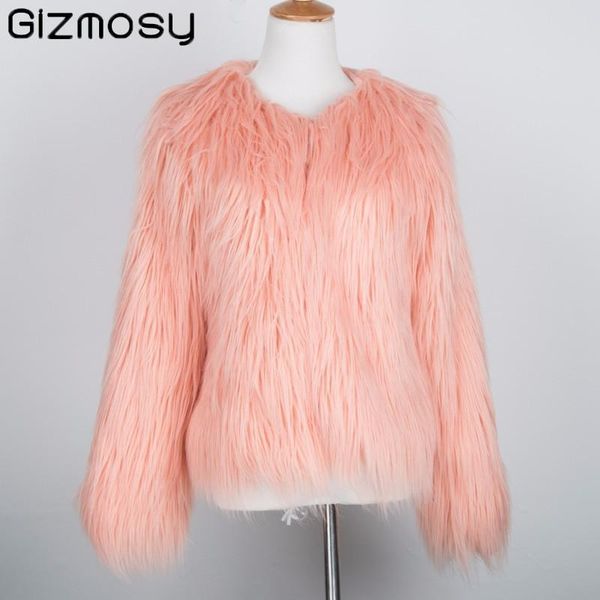 

women's fur & faux gizmosy fashion furry coat women fluffy warm long sleeve female outerwear autumn winter jacket hairy overcoat 6xl, Black