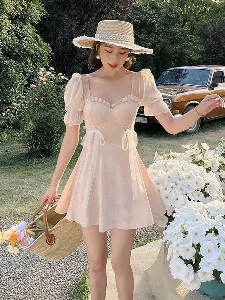 

one-piece suits swimsuit women 2021 1 piece kawaii swimwear korean ladies xianqi one ins girls dress print polyester sierra surfer sport