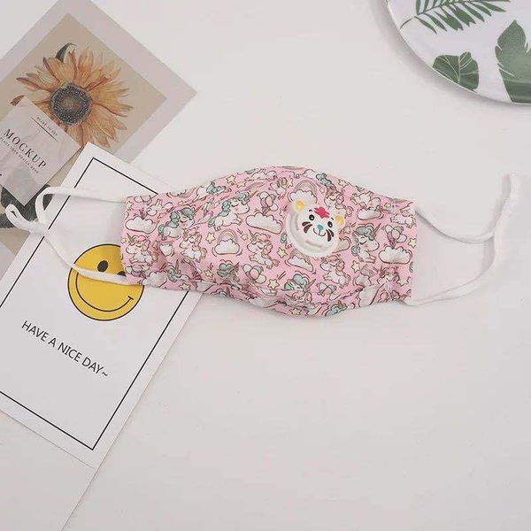 

children's fashion breathing valve cotton printed boys and girls can clean anti haze mask
