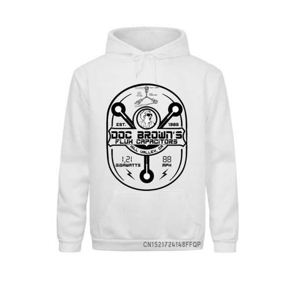 

men's hoodies & sweatshirts doc brown's back to the future for men soft pullovers time machine travel 80s movies male coats pocket, Black