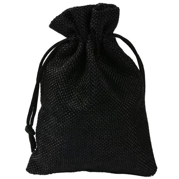 

drawstring pocket linen cloth bags pure color beam goods storage cotton 20 pcs 10x14 cm black