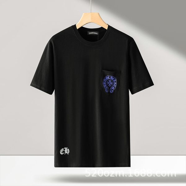 

crosin ch fashion brand kro windmill cross color printing flower heart hip hop couple loose round neck short s, White