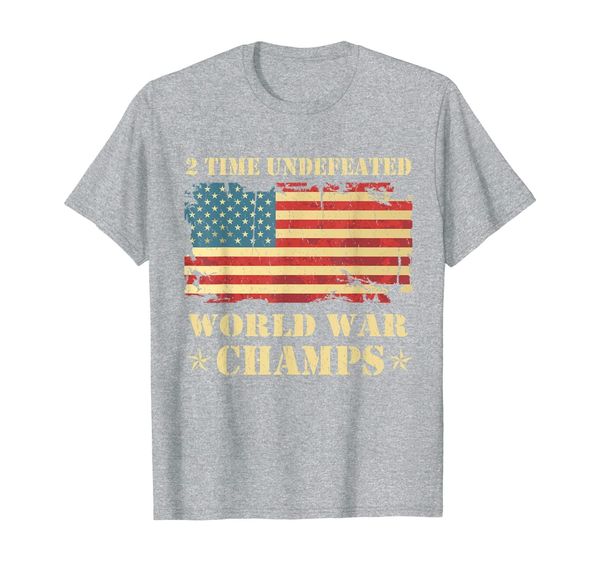 

2 time undefeated world war champs patriotic gift t-shirt, White;black