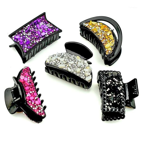 

stone hair claw clips for women accessories girls rhinestone crab hairclip plastic hairpins fashion party headwear gifts jewelry1