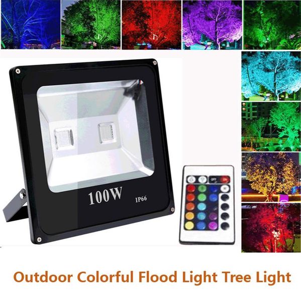 

garden spotlight rgb colorful floodlight tree light courtyard lighting landscape street lamp remote control 100w 150w floodlights