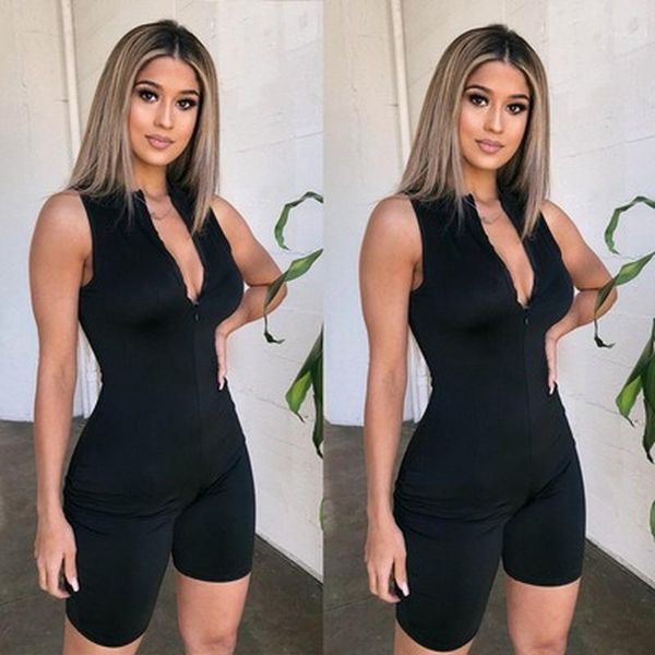 

women's tracksuits 2021 high-quality fashion sleeveless slim jumpsuit, Gray