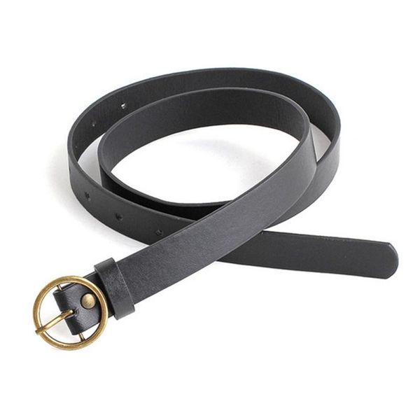 

belts women belt ladies fashion round buckle solid color jeans pu for bronze, Black;brown