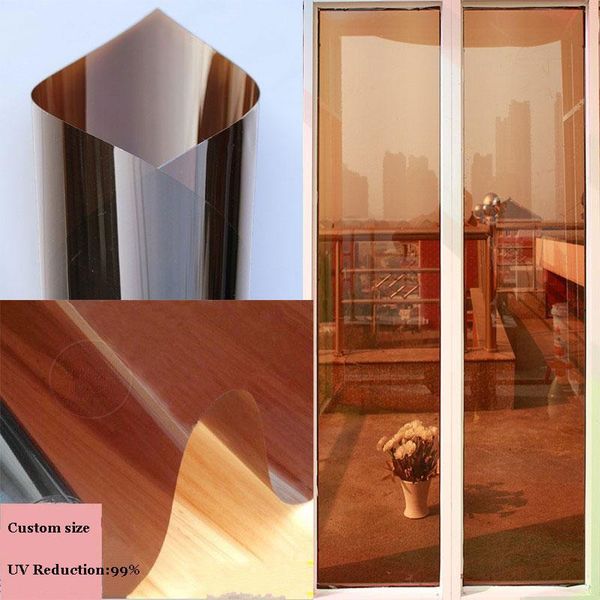 

window stickers reflective mirror film anti uv heat insulation decorative brown tea color solar foil cut 99%