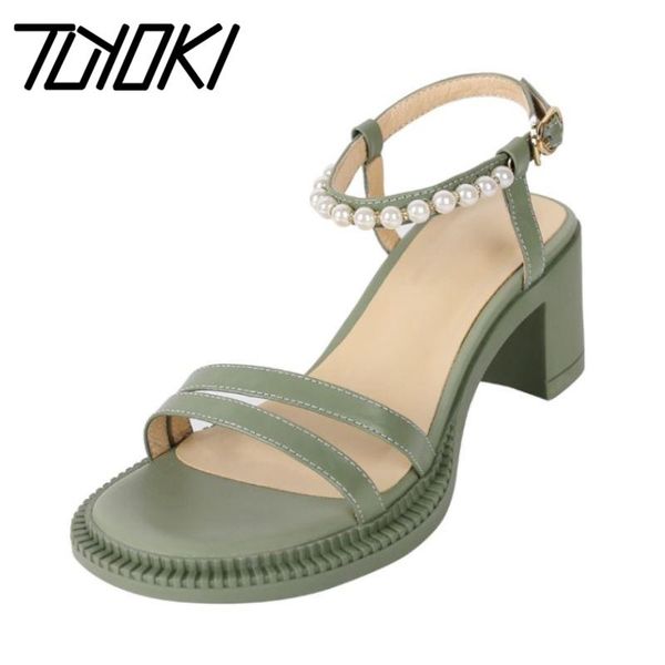 

sandals tuyoki for women real leather shoes summer fashion office string bead ladies footwear size34-39, Black