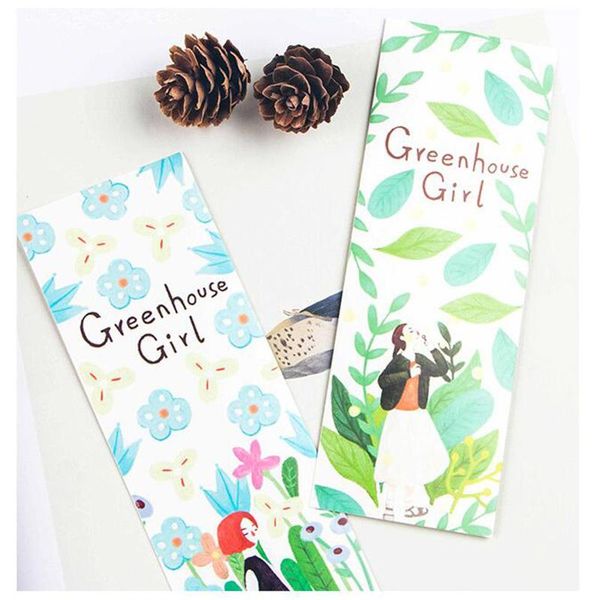 

bookmark 30pcs/box greenhouse girl&kawaii dogs cartoon paper gift message greeting card school supplies cute stationery