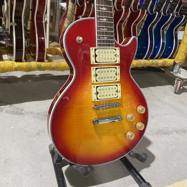 

custom ace frehley cherryburst color electric guitar with hummbucker pickups