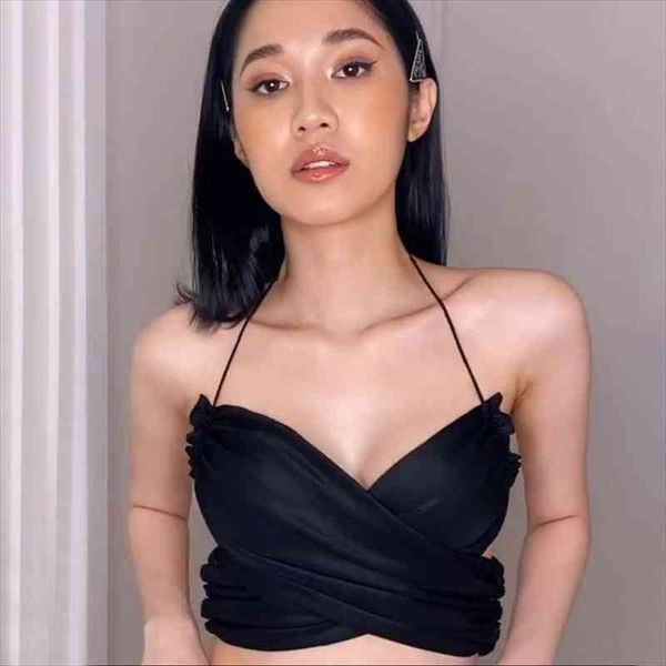 

spaghetti vest strap ins trendy women elegant cross short navel-exposed beauty back black spaghetti camis vest, White