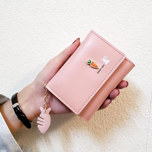 

leather women's wallets lovely & carrot women purses short thin small wallet korean fahsion womens billfolds, Red;black