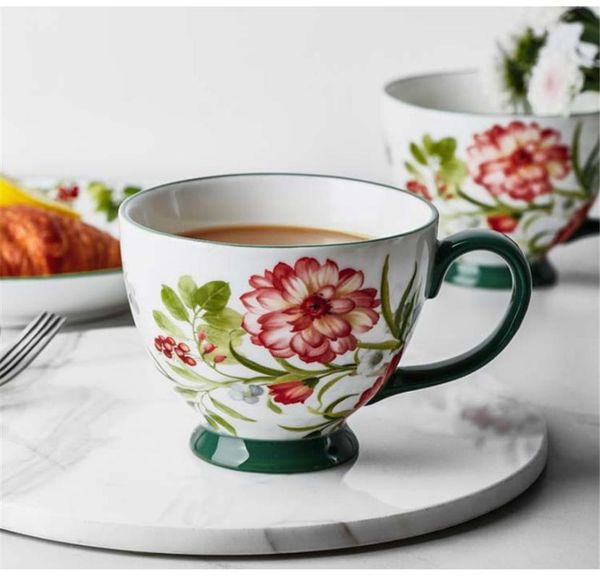 

chinese painting pattern ceramic goblet mug breakfast cup coffee office water tea mugs