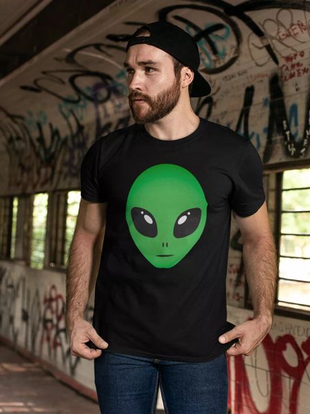 

alien green head tee men's -image by shutterstock, White;black