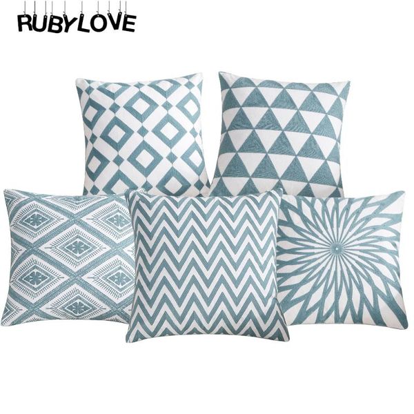 

cushion/decorative pillow thicken christmas cushion cover blue embroidered geometry decorative case sofa car pillowcase home decor