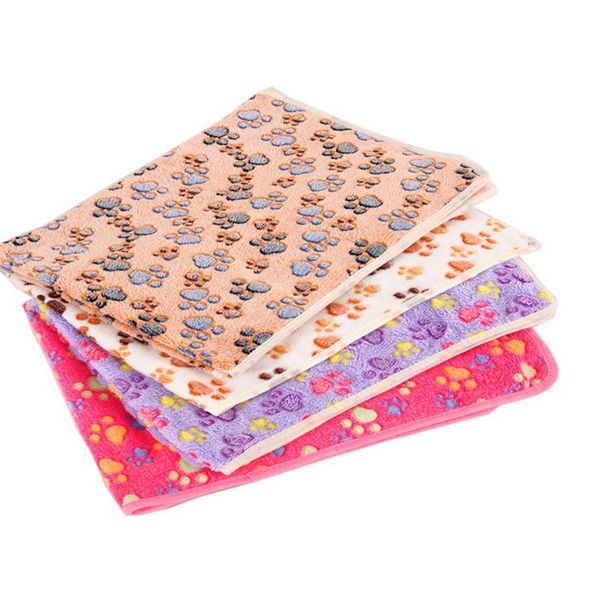 

cute dog bed mats soft flannel fleece foot print warm pet blanket sleeping beds cover mat for small medium dogs cats kennels & pens