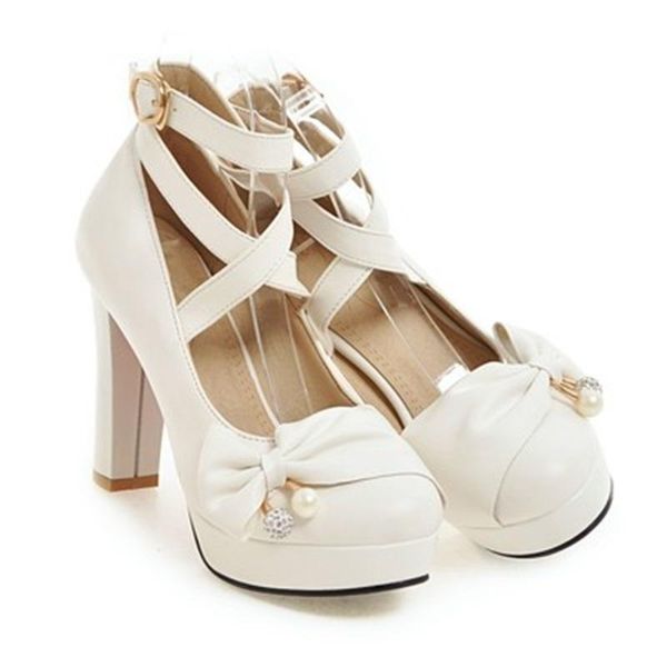 

dress shoes women's thick high-heeled single spring and summer 2021 ankle lace up waterproof platform rhinestone bow, Black
