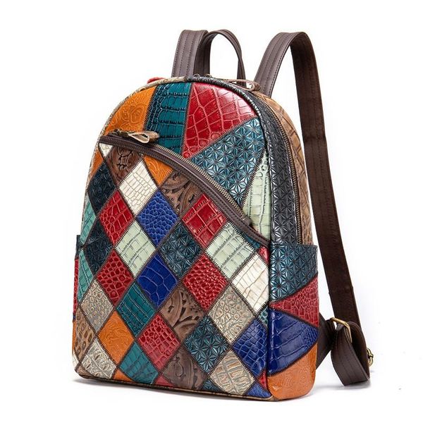 

backpack style patchwork women's brand designer anti-theft large capacity male lapbackpacks machila school bags for teenager