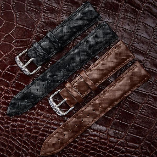 

watch bands genuine leather strap cross grain cowhide individually packaged, Black;brown