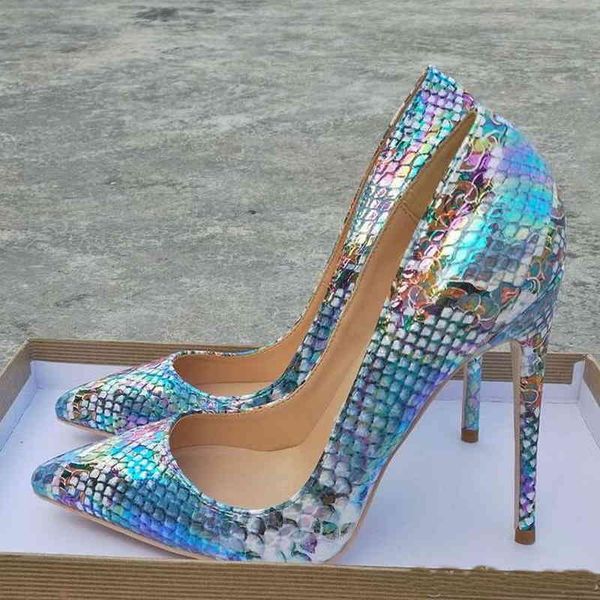 

women fashion pumps designer lady high heel blue python snake pointed toe stiletto heels brand dress shoes 12cm 10cm 8cm, Black