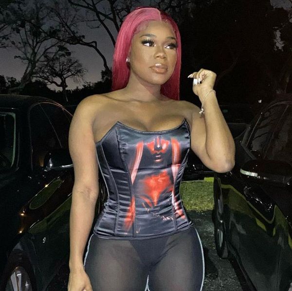 

women's tanks & camis hirigin woman's summer clothes crop femme graphic tube portrait print backless strappy corset, White