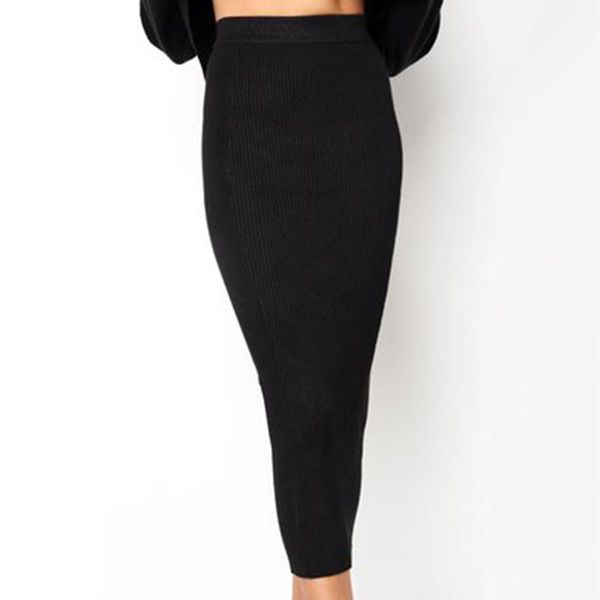 

skirts 2021 autumn knitted bodycon long skirt black white high waist tight women maxi elegant party club wear pencil