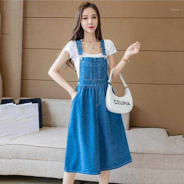 

casual dresses summer for women loose denim sundress sleevless pockets jeans dress preppy style vestidos, Black;gray