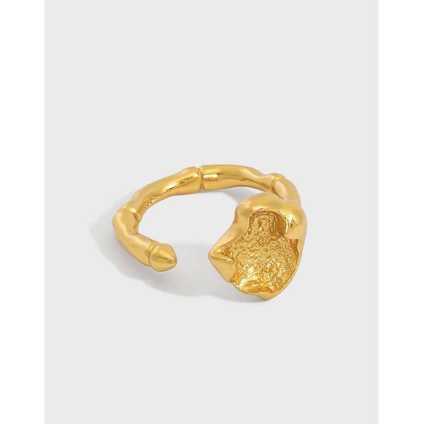 

statement s925 sterling silver open ring irregular folding love heart for women's party banquet jewelry accessories cluster rings, Golden;silver