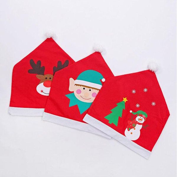 

chair covers 1pc christmas back cover santa claus cotton non-woven table red hat xman for home decorations