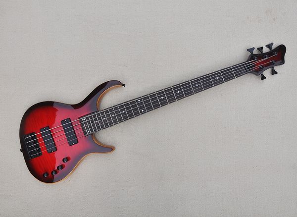 

5 strings red neck through body electric bass guitar with active circuit,rosewood fretboard,can be customized