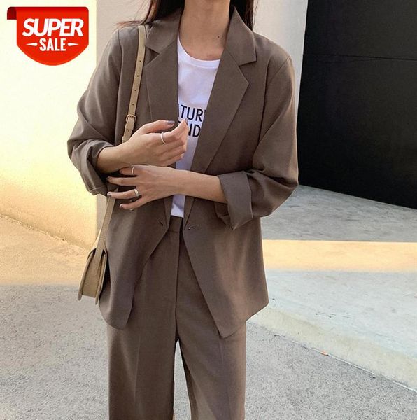

korean version of chic super fire net red drape loose casual small suit jacket female 5865 #798x, Black;gray