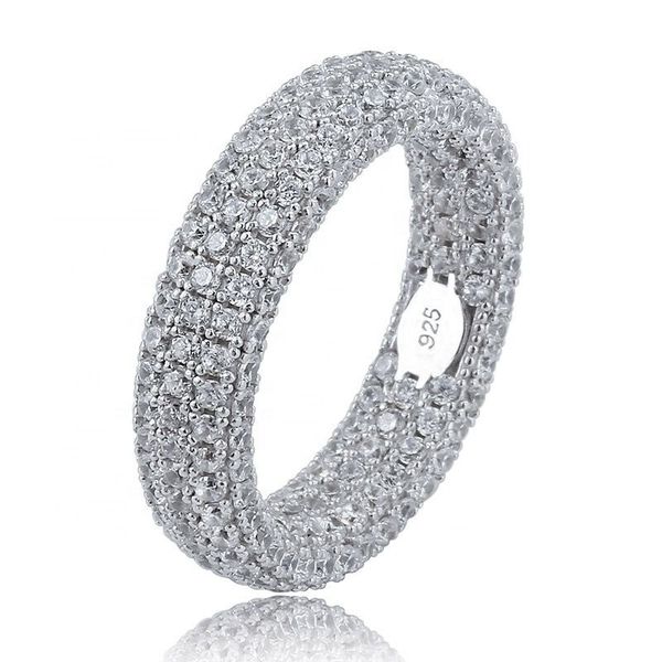 

925 sterling silver full cz engagement band iced out bling hip hop men ring