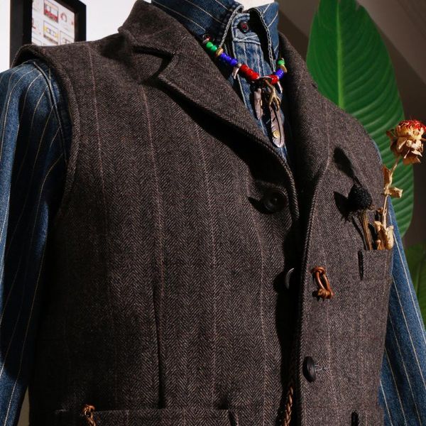 Gilet da uomo CDV239 Cidu Taglia asiatica Super qualità 400GSM Gilet in lana 75% Elegante gilet vintage resistente