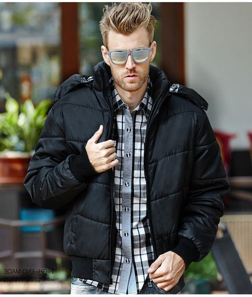 

winter men down jacket men's detachable and thickened hooded cotton padded for middle-aged young people, Black