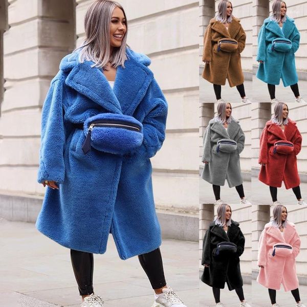 

jackets color solid thick long designer female winter coats women lamb warm, Black