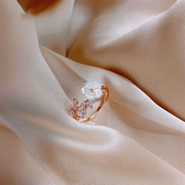 

fashion atmosphere shell petal ring female personality simple index finger ring, Silver