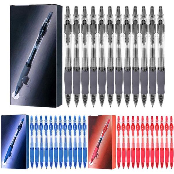 

gel pens 12 pieces retractable pen 0.5mm nonslip transparent for school office