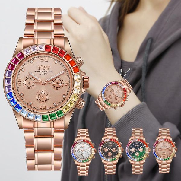 

wristwatches fashion casual luxury diamond quartz ladies gold stainless steel wristwatch analog female iced out watches for women, Slivery;brown