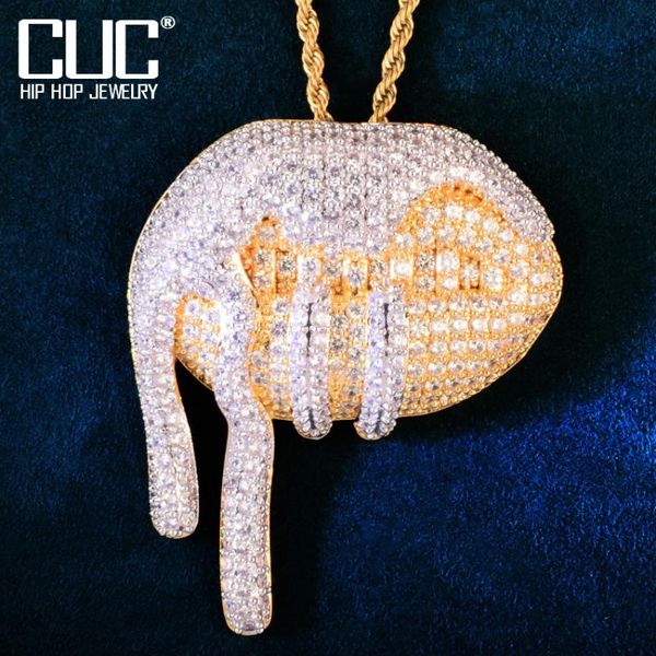 

chains drooling dripping lips shape pendant for women men hip hop necklace chain micro pave zircon rock rapper jewelry, Silver