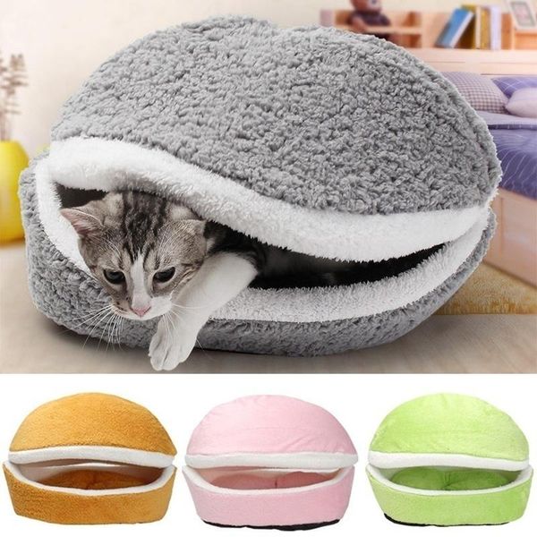 

cat beds & furniture hamburger shape pet dog bed removable cotton soft puppy house kitten cushion pillow winter warm kennel