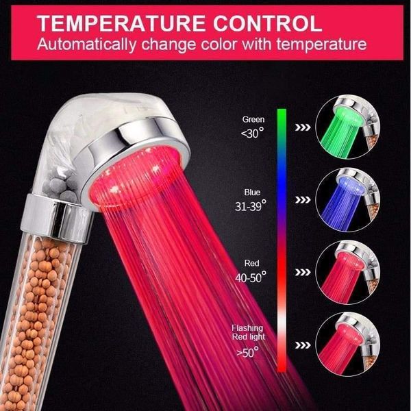 

colorchanged filter shower head led light water bath bathroom filtration clean discolored accessory set